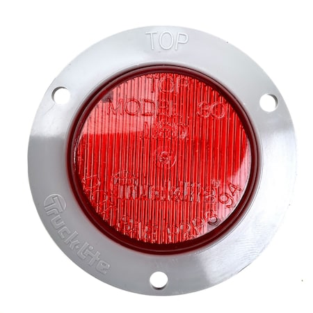 Truck-Lite Led, Red Round, 2 Diode, Marker Clearance Light, P3, Gray Polycarbonate Flange Mount 30251R3